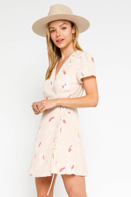 White cherry wrap outlet dress