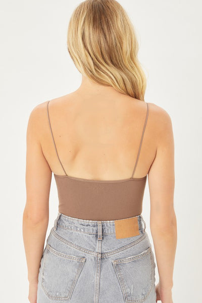 Cocoa Brown Ribbed Bodysuit