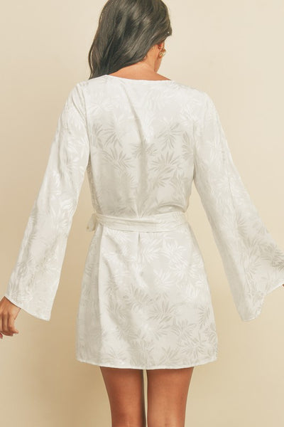 Tropical Jacquard Kimono Mini Dress