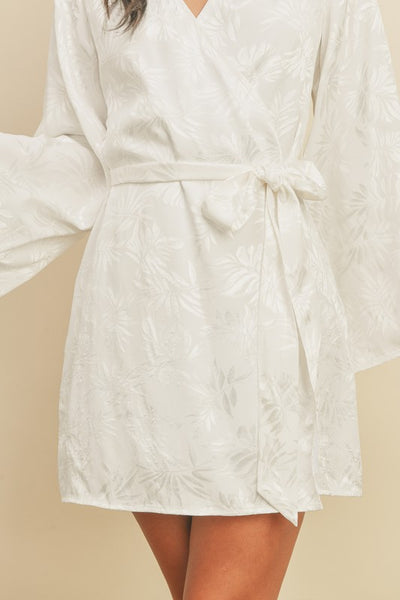 Tropical Jacquard Kimono Mini Dress