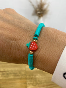Strawberry Fruit Clay Bracelets, Heishi.