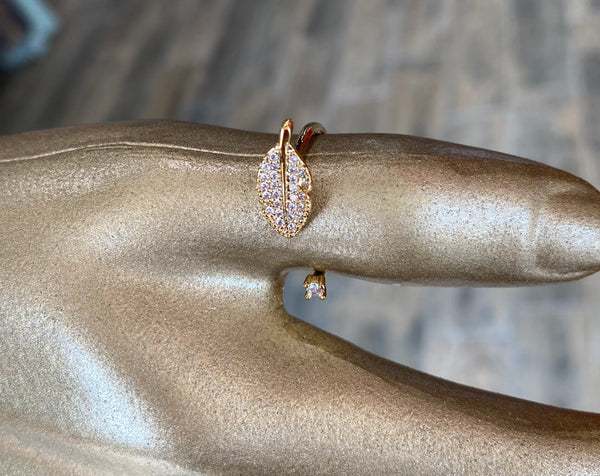 Leaf Ring Gold Dipped Cubic Zirconia