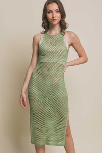 Side Slit Crochet Midi Dress