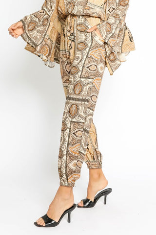 Golden Tapestry Drawstring Joggers Pant