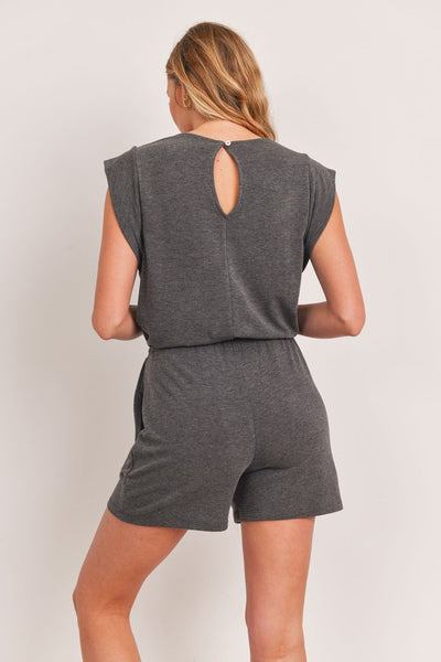Solid Sleeveless French Terry Knit Romper...