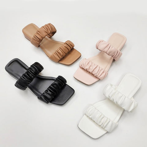 Ruched Slide Sandals