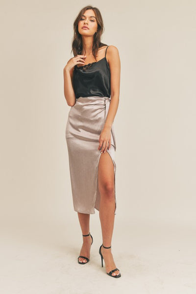Front Tie Midi Skirt