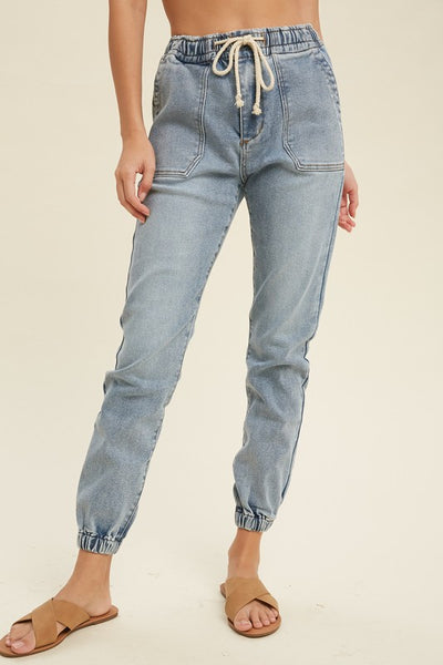 Drawstring Denim Joggers