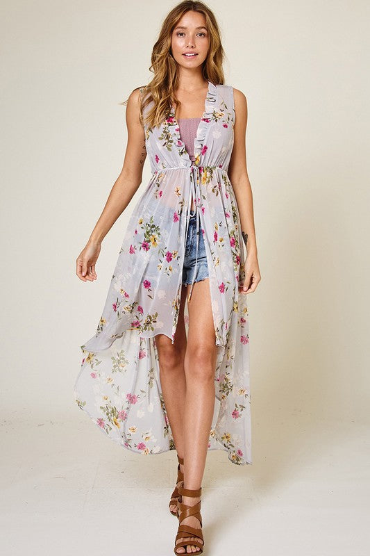 Short Sleeve Floral Cover Up