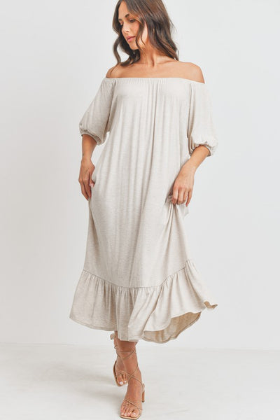 Off Shoulder Side Pocket Jersey Knit Dress