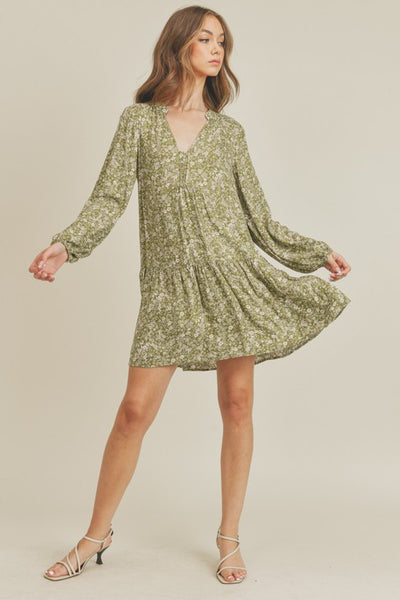 V Neck Floral Print Dress