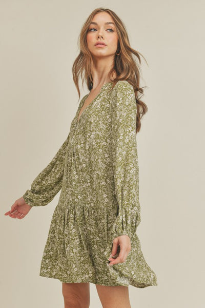 V Neck Floral Print Dress