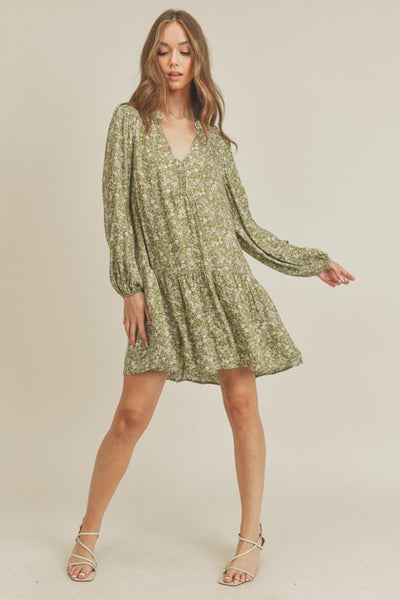 V Neck Floral Print Dress