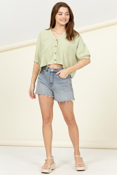 Pastel Love Button-Up Crop Top