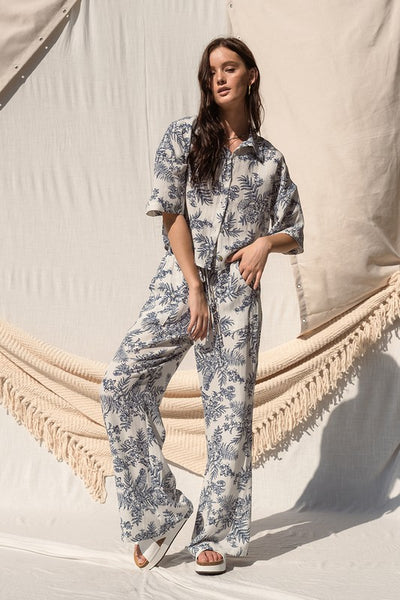 Printed Shirt Top and Pants Set
