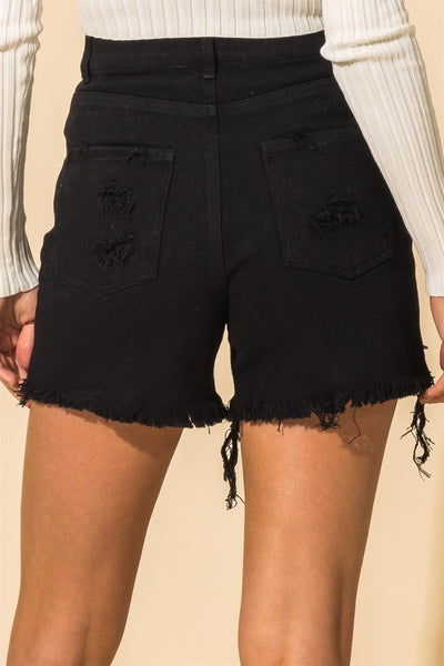 High Waisted Distressed Denim Shorts