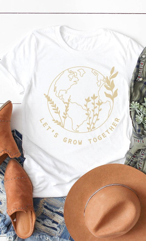 Let's Grow Together Earth Graphic Tee