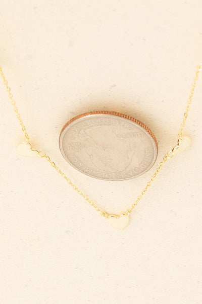 Dainty Sterling Silver Heart Station Necklace