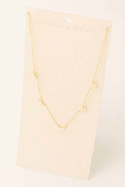 Dainty Sterling Silver Heart Station Necklace