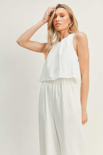 Wide-Leg Sleeveless Jumpsuit