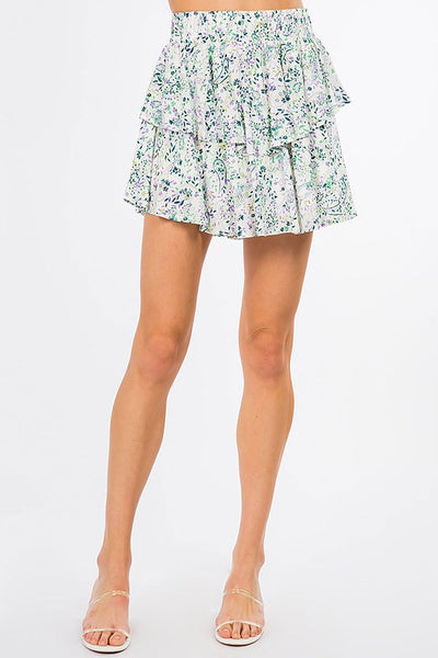 Floral Print Ruffle Detail Skirt