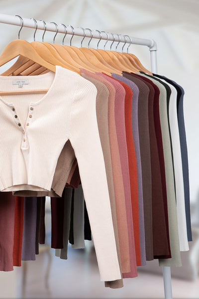 Cropped Snap Button Sweater Top