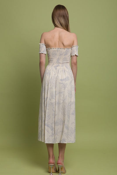 Bardot Neckline Midi Dress